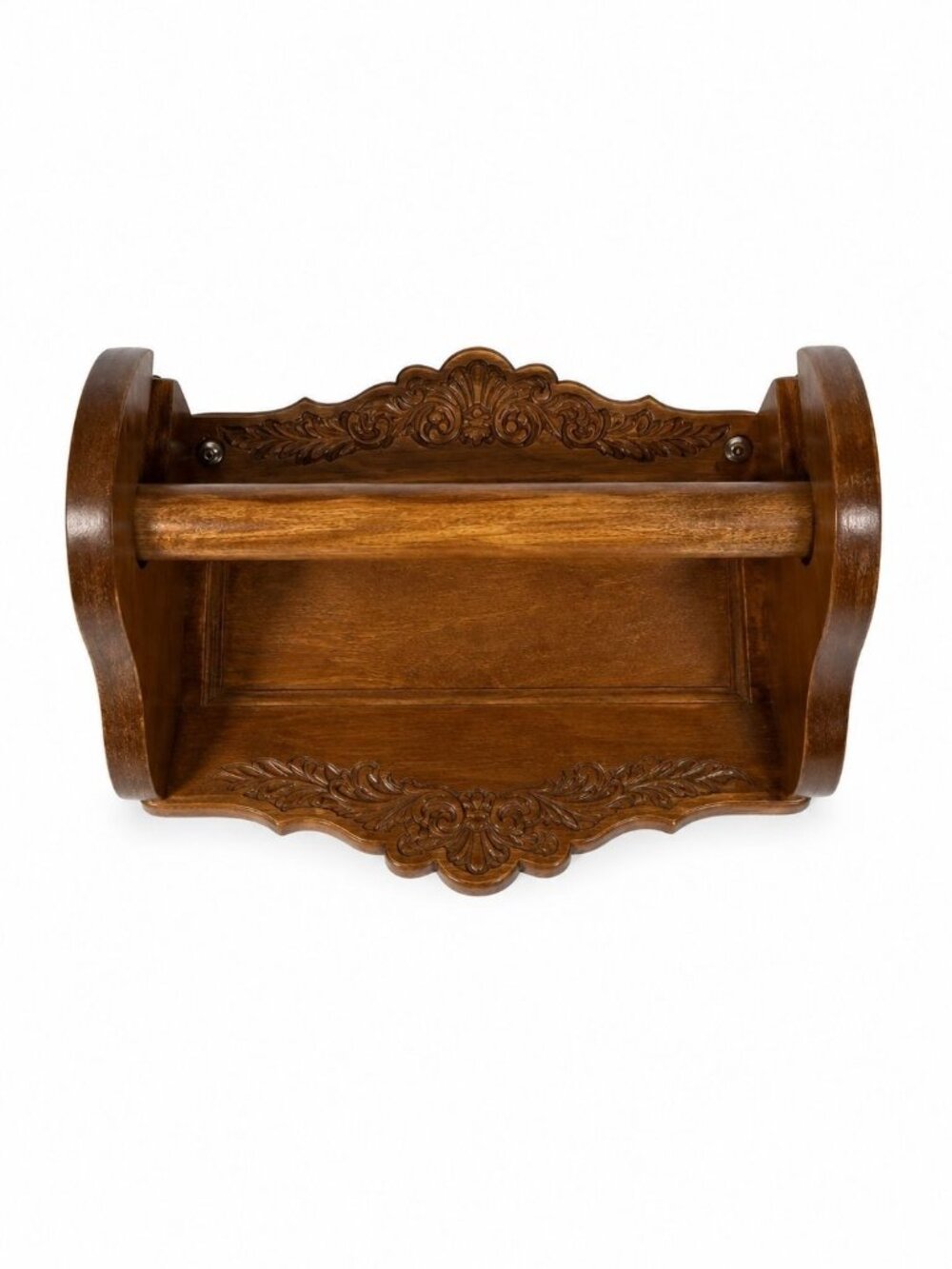 Wooden Paper Towel Holder Vintage Wall Mounted Kitchen Floral Scroll Home Decor